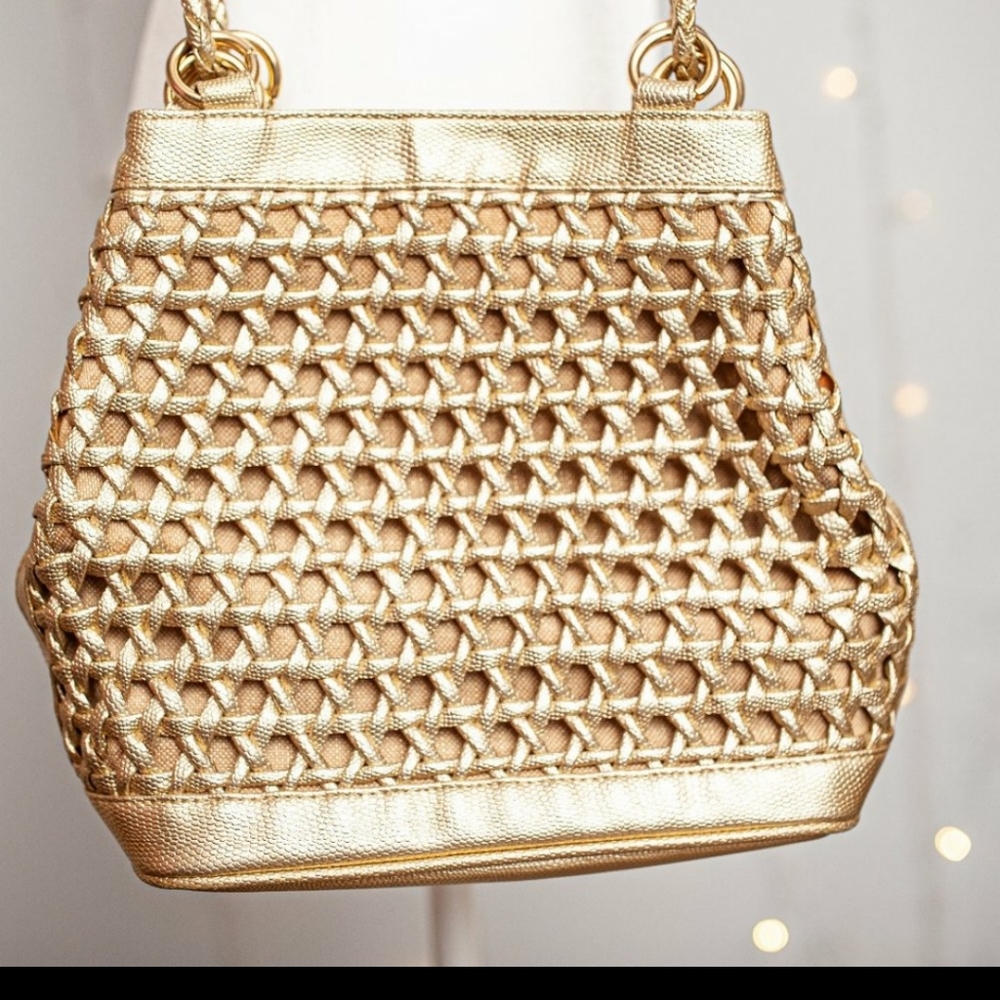 Gold crossbody satchel purse